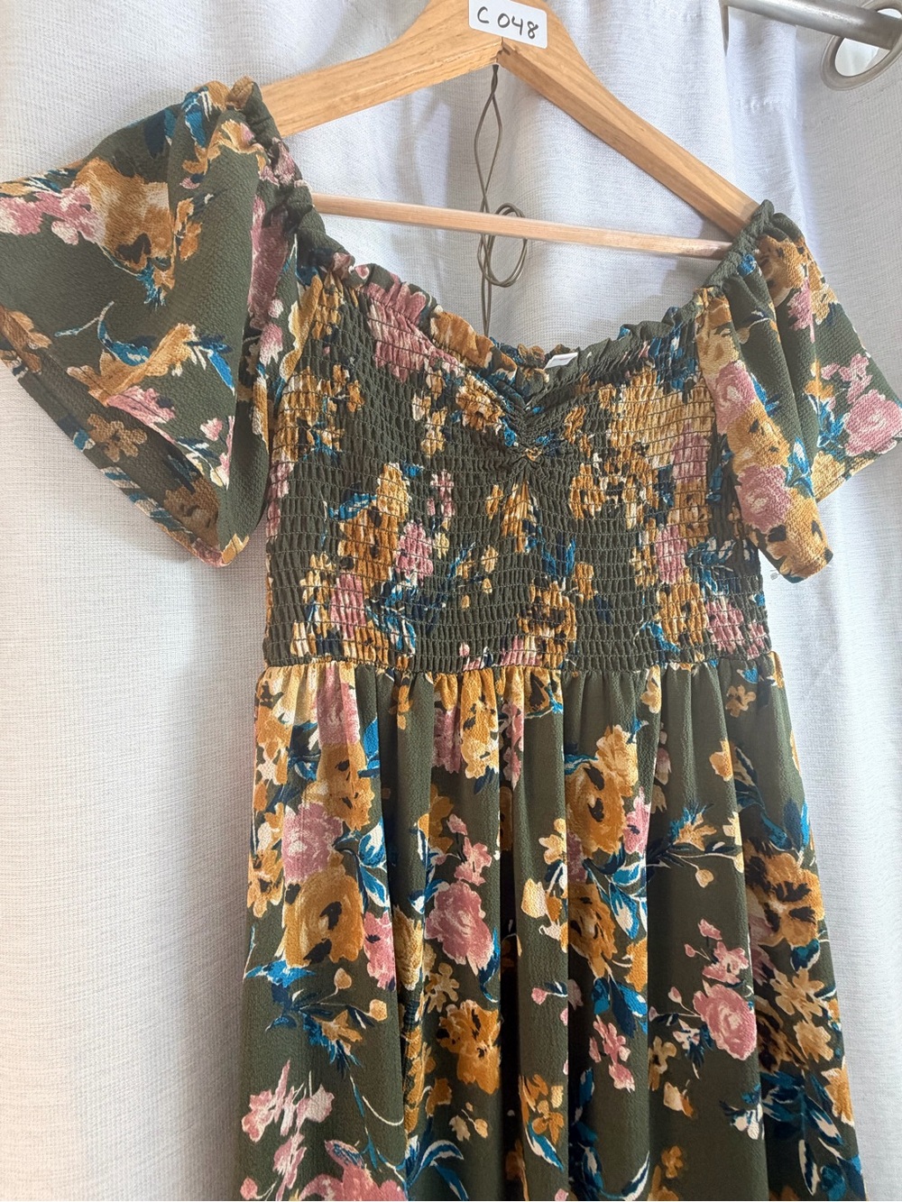 Xhilaration Olive Green One-Shoulder Floral Maxi Dress - Picture 3 of 10